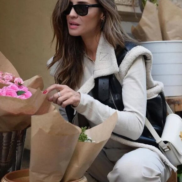 Arya Faux Leather Shearling Vest S/M - Picture 2 of 16